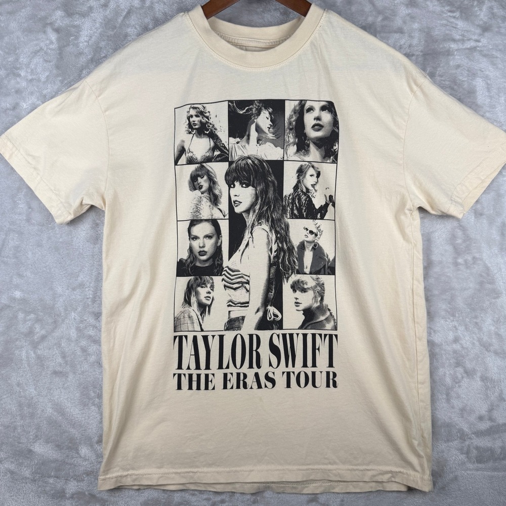 Taylor Swift The‎ Eras Tour Graphic T Shirt Cream Womens XS Made in Egypt